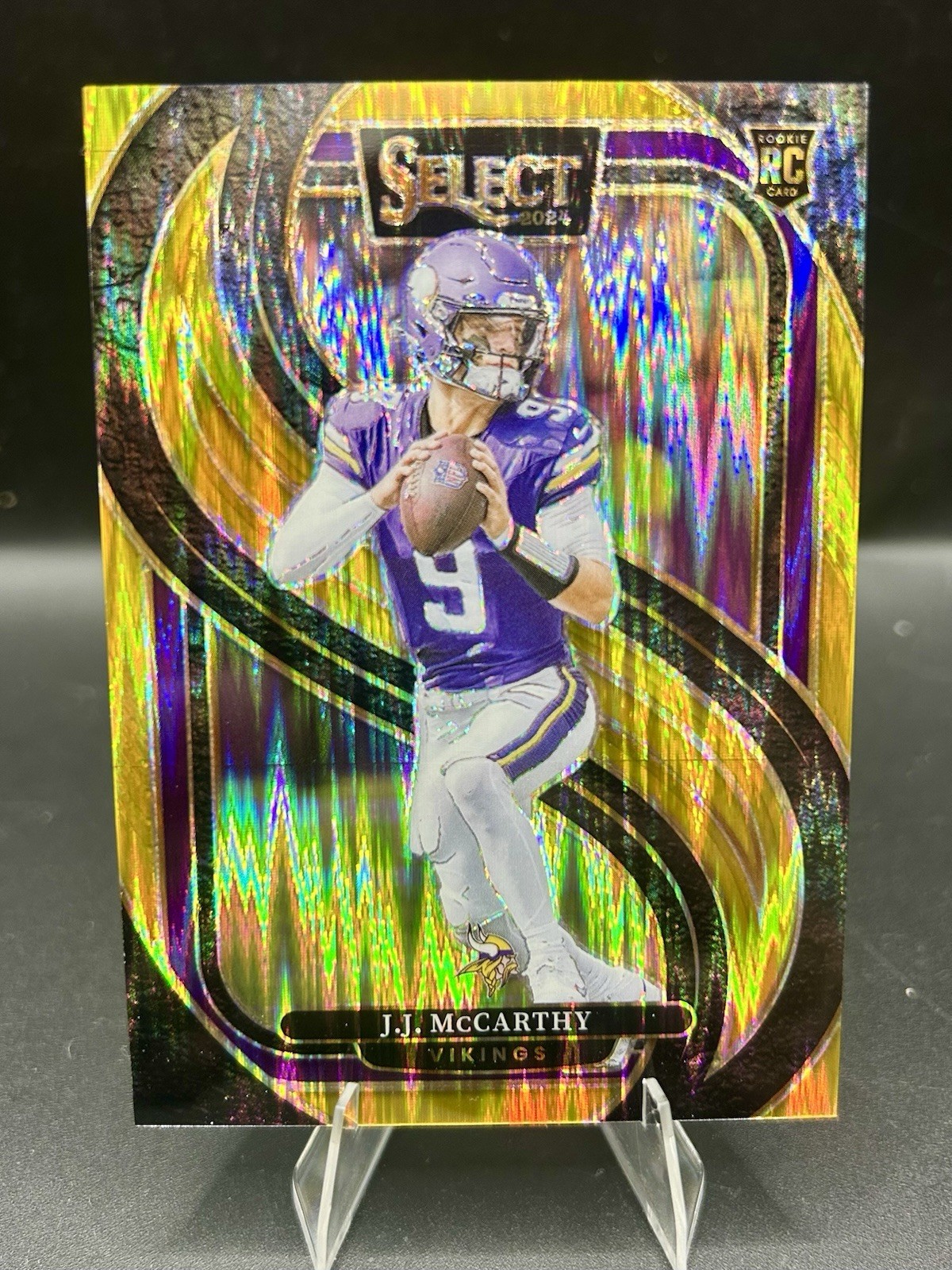 J.J. McCarthy 2024 Select Rookie Premier Level Gold Shock Prizm /10 RC Vikings