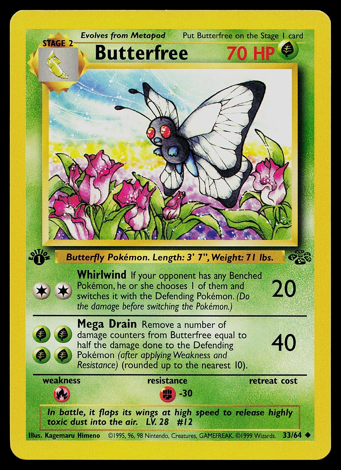 Pokemon Card - Butterfree Jungle 33/64 Uncommon 1st Edition