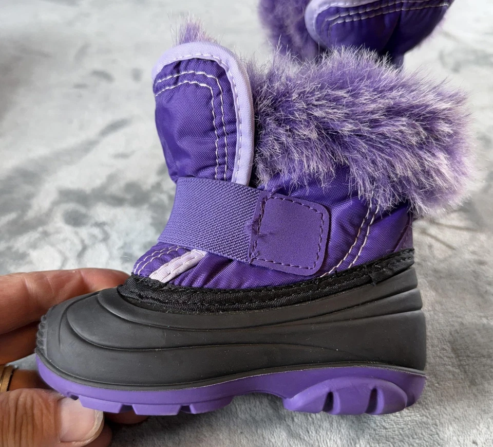 Kamik Winter Snow Boots Toddler Size 6 Purple Black Faux Fur Warm Kids - Image 4 of 4