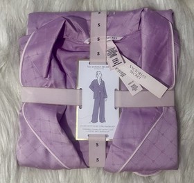 NWT Victoria&rsquo;s Secret Satin Pajama Bikini Pink Jacquard Heart Pocket SZ SMALL