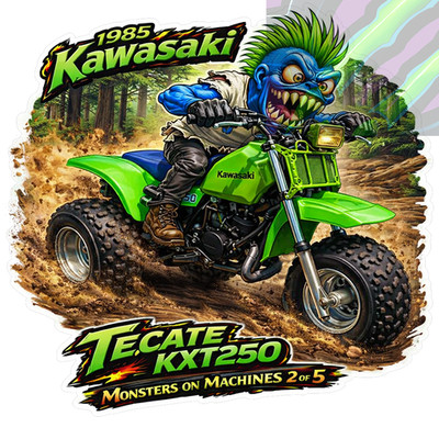1985 Kawasaki Tecate KXT250 9x9cm Durable Die-Cut Vinyl Sticker 2 of 5