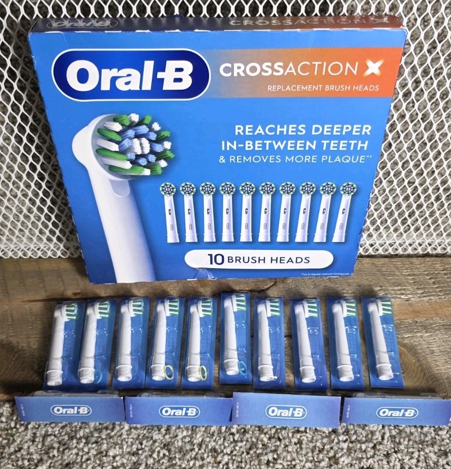 10 Oral-B CrossAction X Replacement Toothbrush Heads Genuine Factory Sealed