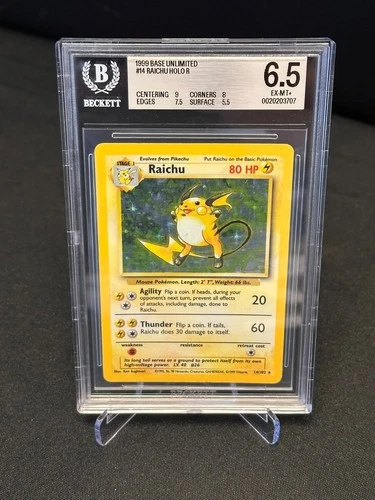 1999 Raichu Pokemon Base Unlimited Holo Rare 14/102 BGS 6.5