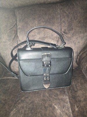 Carlos by Carlos Santana Black Studded Crossbody Flap Satchel Bag