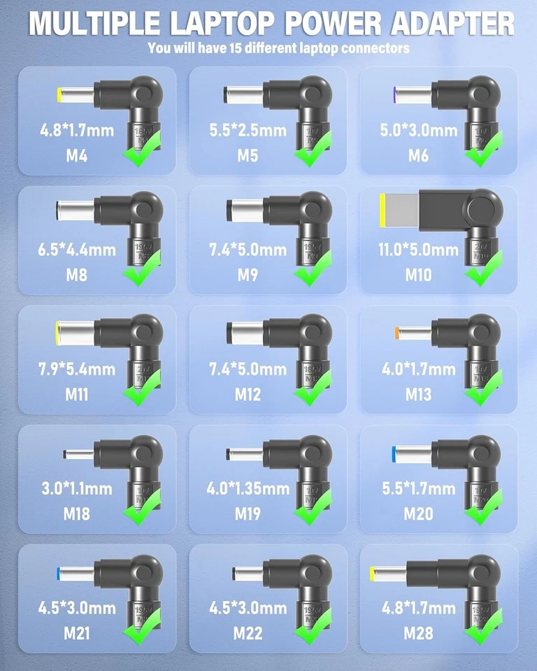 15 Tips 90W Universal Power Supply Charger for Laptop & Notebook AC/DC Power - Image 3 of 4