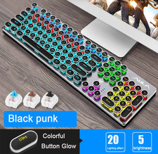 Retro Typewriter Style RGB Backlit Lighting Wired Mechanical Gaming Keyboard thumbnail