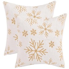 Christmas Pillow Covers 18 x 18 Set of 2 Soft Faux 18" x 18" Pack of 2 White