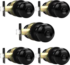 Probrico Matte Black Privacy Doors Knobs, Bed/Bath Door Locks Keyless Interior D