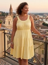 Fashion Bug A-line Tired Dress Sleeveless Sundress Yellow Sz XL