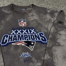 Vintage New England Patriots Sweatshirt Men 2XL NFL Football Gray Super Bowl 39