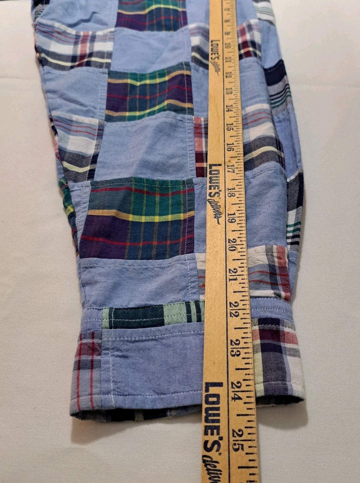 Orvis Madras Plaid Patchwork Button Up Shirt Mens… - image 7