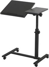 Overbed Bedside Desk Mobile Rolling Laptop Stand Tilting Overbed Table Black