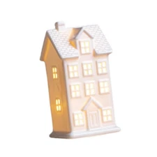 Lighted Christmas House Figurine with Light Desktop Ornament for Office Desk