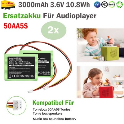 2X 3000mAh Akkus Für Toniebox Tonie Box 50AA5S Ni-MH Ersatzakku Für Audioplayer