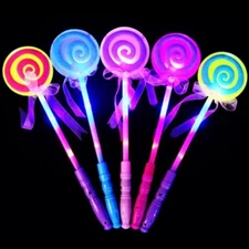 Lollipop Glow Sticks  Kids Glow Party Toy Girls Princess Flashing Wand 8 Pack