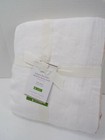 Pottery Barn Belgian Flax Linen Contrast Duvet Cover Queen White Soft Rose #4952