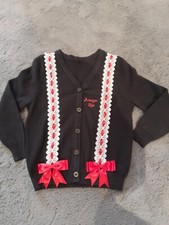 GIRLS PERSONALISED ROMANY SPANISH LACE SCHOOL CARDIGAN BOWS AGE 3-14 ANY COLOUR