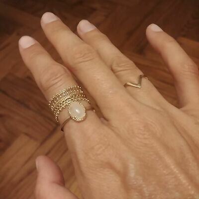Bague En Or 750/1000 Avec Quartz Rose En Cabochon - 5,5 G - Poinçon Tête D'aigle
