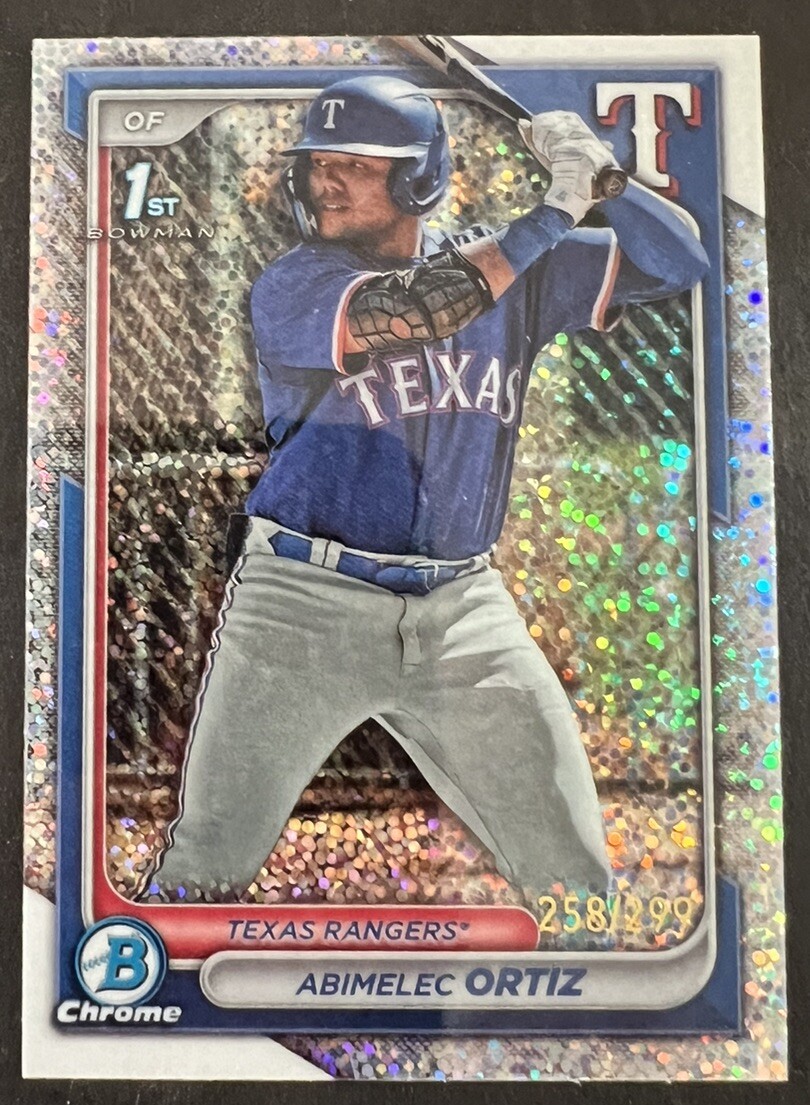 ABIMELEC ORTIZ Refractor 2024 Bowman Chrome 1st Speckle 258/ 299 RANGERS RC #16
