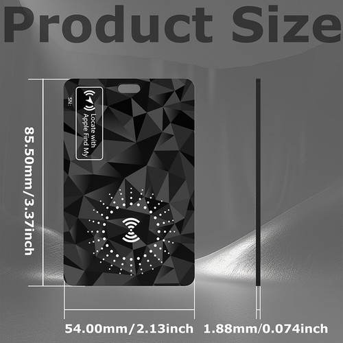 Rechargeable Slim Wallet Tracker Finder Card Wireless Work with Apple Find My - Zdjęcie 11 z 12