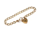 Ladies/womens 9c yellow gold vintage albert style bracelet with padlock fastener