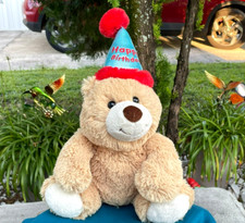 Beautifully Detailed Birthday Teddy Bear Lovey 14" Plush Stuffed Animal Toy