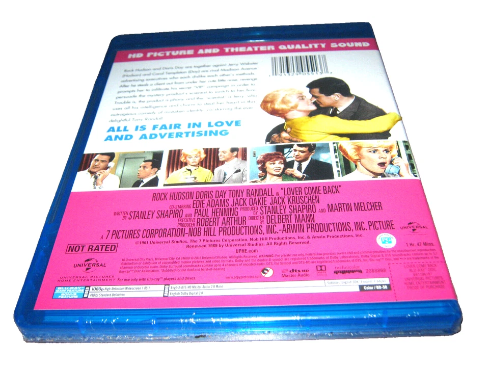 Lover Come Back - Rock Hudson - Blu-Ray - New Sealed - Region A - Image 2 of 2
