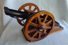 Vintage Courvoisier Cognac Brandy of Napoleon Wood & Metal Cannon Bottle Holder