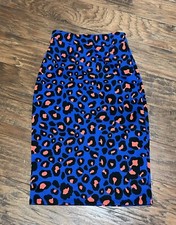 Forever 21 Size Small Blue & Pink Animal Print Pull On Pencil Style Skirt, B#18