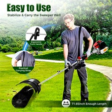 Heavy Duty 2 3HP Power Sweeper 52cc Handheld Gas Powered Broom Snow Dirt Walkway