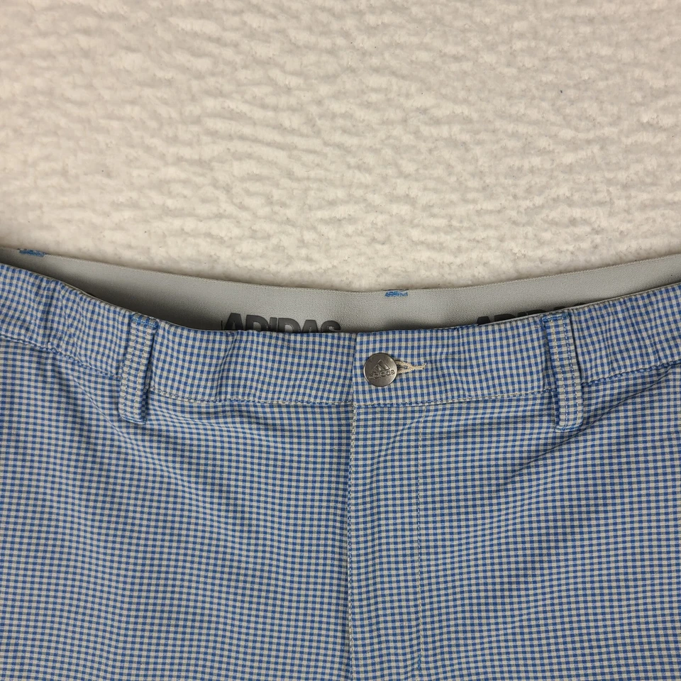 Pantalones Cortos Adidas Para Hombre 38 Azul Gris Cuadros 10" Entrepierna Informal Rendimiento Golf Chino Foto 3 de 4