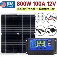 800 Watts Solar Panel Kit 100A 12V Battery Charger w/ Controller Caravan Boat US