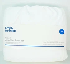 Simply Essential Microfiber Sheet Set Full Size White Soft Pillow Case Bedding