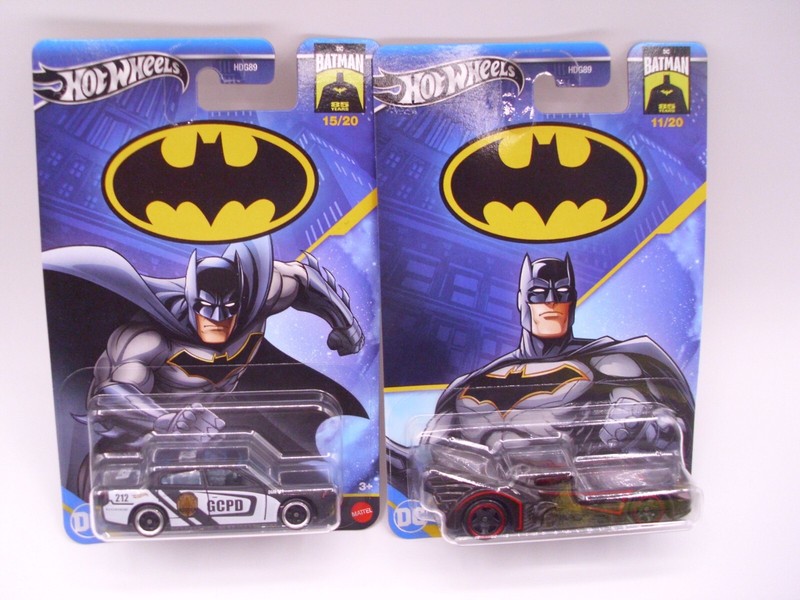 Hot Wheels Die-cast Metal Character Cars Batman Batmobile & G.C Police Car DC*