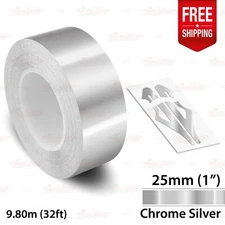 CHROME SILVER 1" 25mm Roll PIN STRIPE Striping Line TAPE Decal Vinyl Sticker