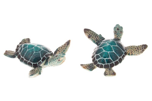 Imanes de tortuga marina (dos azules) imanes de refrigerador náuticos costeros de tortuga de playa - Imagen 1 de 2