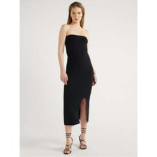 Scoop Sweater Dress Women's Size XS Black Strapless Column --B3--