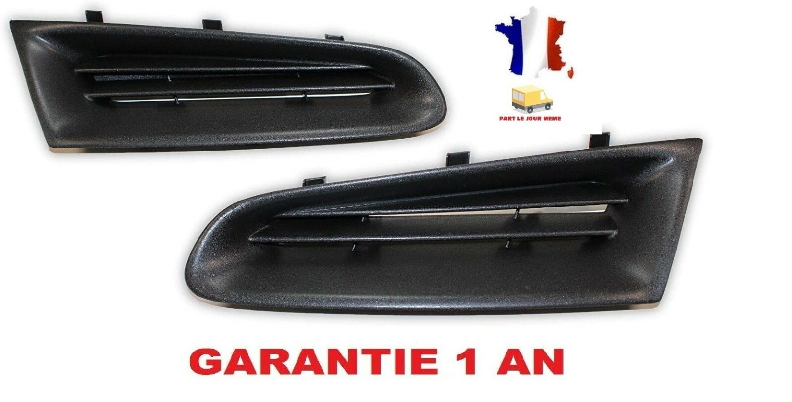 Grilles de calandre gauche et droite pour Clio 3 noires - Paire de caches pare-chocs III