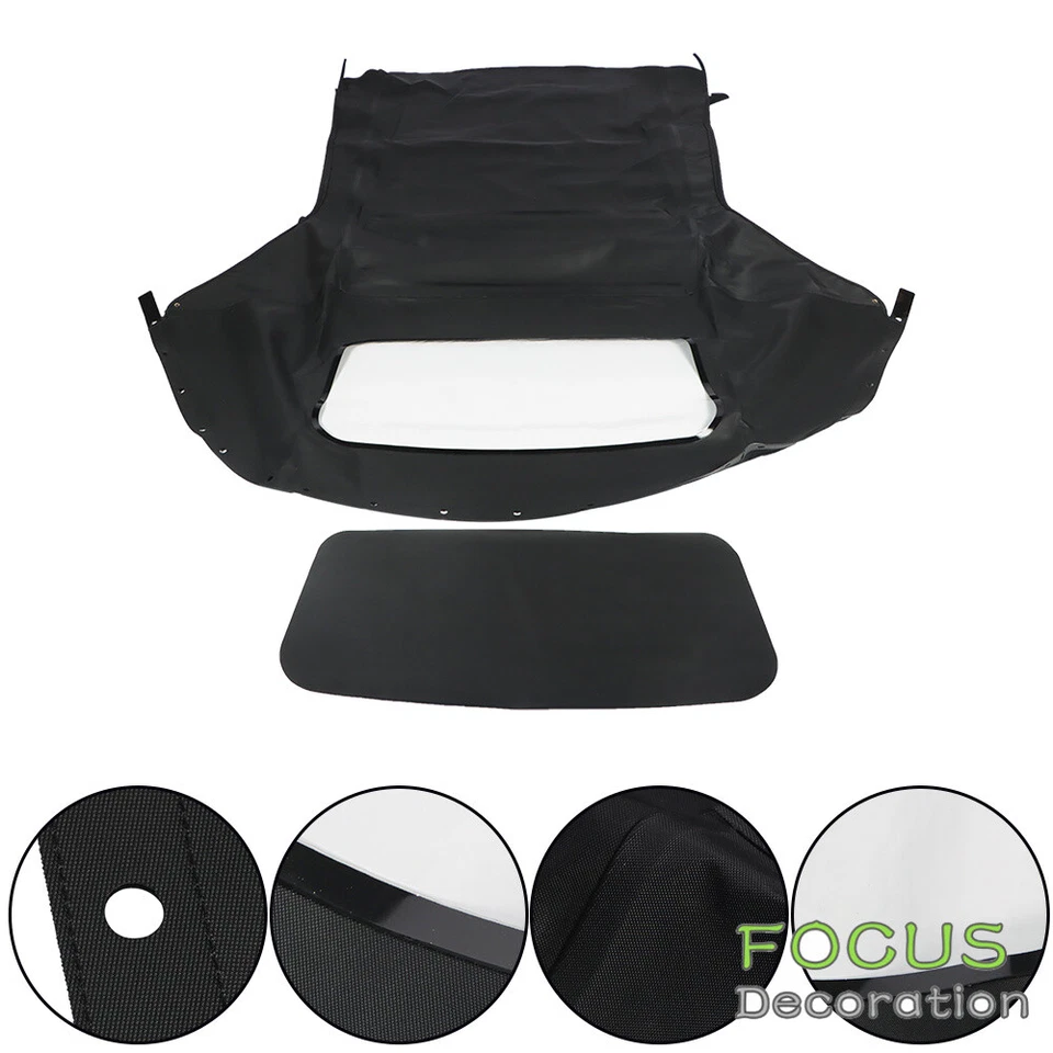 Paño de vela negro convertible techo blando y ventana de plástico para Chrysler Sebring 96-06 Foto 2 de 4