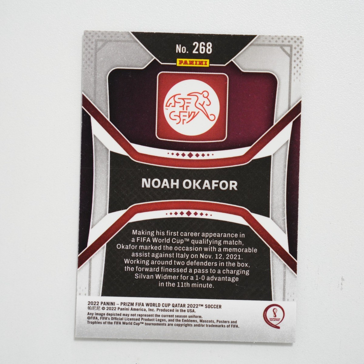 okafor panini prizm Qatar RC 99シリ　ラストNo 2022 Panini Prizm World Cup Qatar Sliver Noah Okafor #268 | eBay
