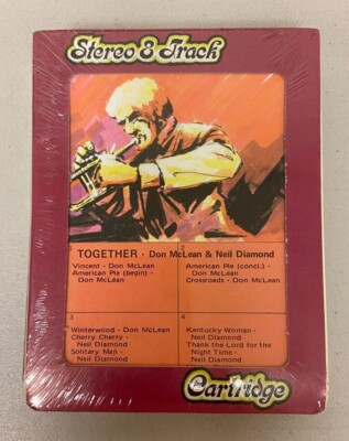DON MCLEAN & NEIL DIAMOND TOGETHER HOLIDAY STEREO 8 TRACK CARTRIDGE 