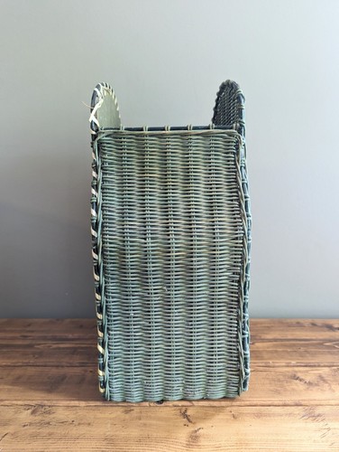Cesta paraguas/residuos de mimbre vintage rana pintada mod años 70 kitsch boho cabaña - Imagen 6 de 11