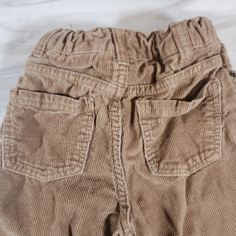 Pantalones de pana para niños 4t ajustables bolsillos en la cintura marrón lavado a máquina  Foto 3 de 4