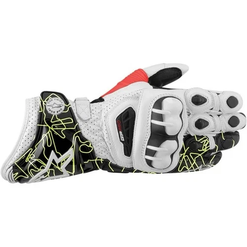 Alpinestars GP-PRO YELLOW-Printed Leather Motorcycle Riding Gloves, CE Certified - Picture 3 of 8
