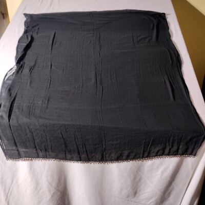 Anokhi Handworks Black Cotton India Beaded Stole Dupatta 41'' x 93''