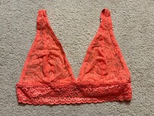 Vintage Y2K Victoria Secret's Orange Lace Sheer Triangle Bra 2000s Bralette M