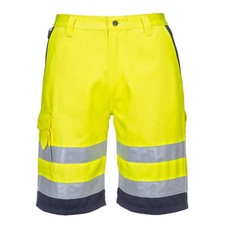 Image of Portwest Hi-Vis Work Shorts Lightweight Polycotton Reflective Safety Cargo Short