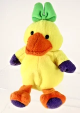 Russ Chickpea Duck Easter Spring Yellow Purple Orange Plush Stuffed 8"Green Bow