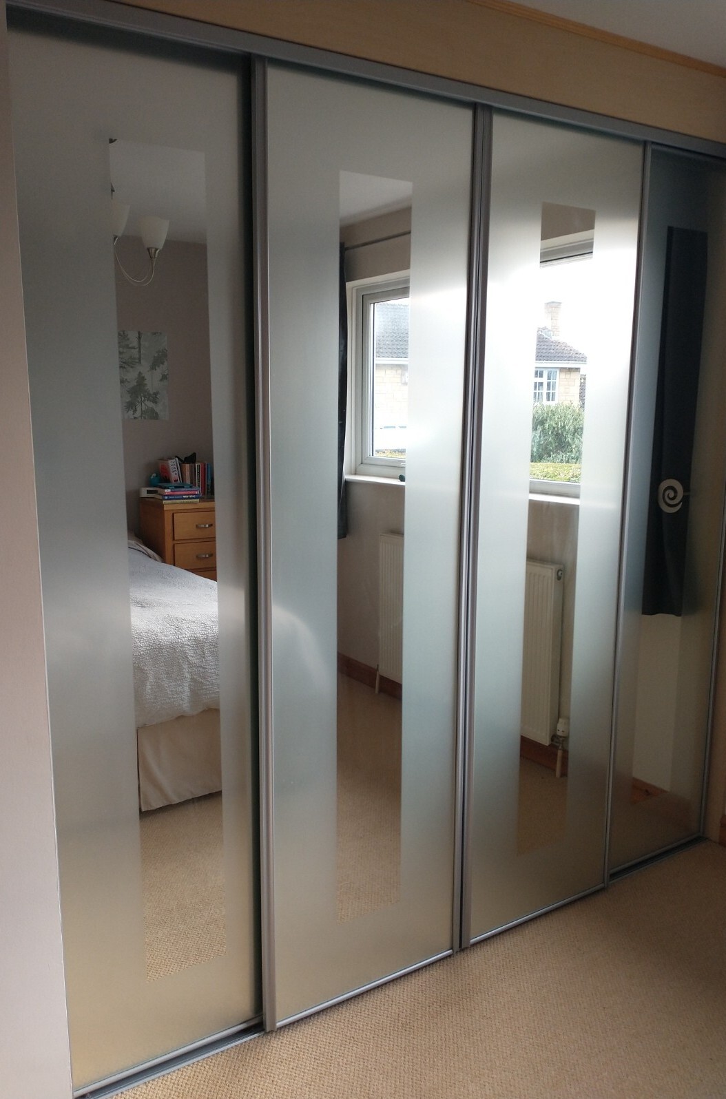 B & Q Sliding Mirror Wardrobe Doors x4 eBay