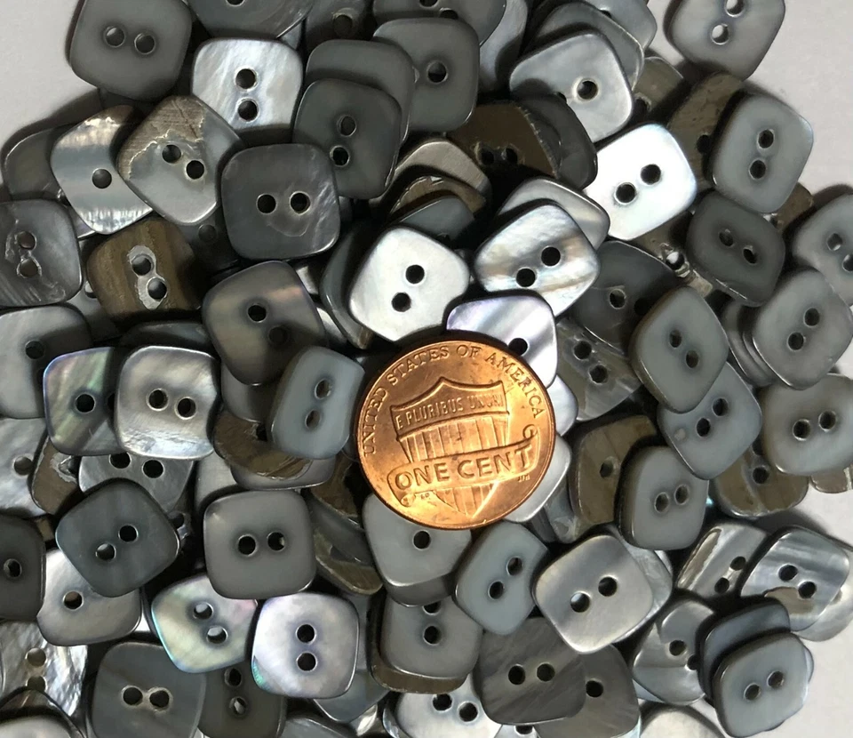 8 PC ONLY Square Iridescent Gray MOP Shell Buttons 10.5mm Almost 7/16" 11679 - Image 3 of 4